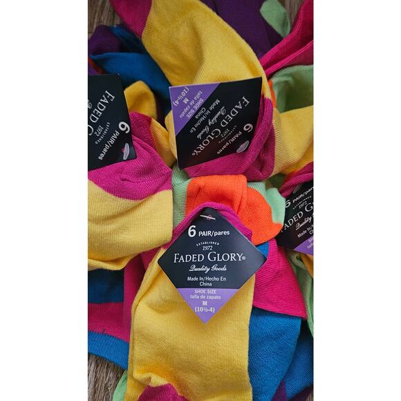 Faded Glory 4 sets of multi-colored girls sock size 4-5 - Picture 6 of 11